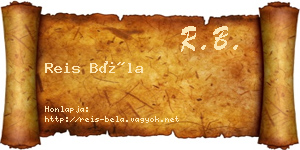 Reis Béla névjegykártya
